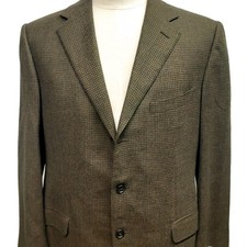 Ermenegildo Zegna Mens Brown Plaid Blazer US 44 EU 54 R Wool Sport Coat Jacket