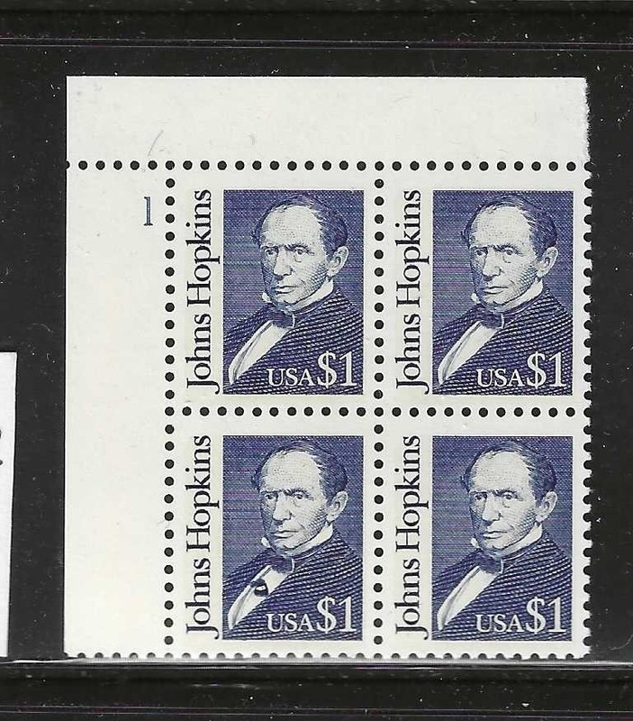 UNITED STATES  2194 MNH $1 HOPKINS PB "LIPSTICK ON SHIRT" VARIETY LOWER LEFT