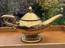 Disney Aladdin Genie Lamp Gold Lustre Ceramic Teapot With Lid Collectible
