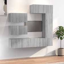 TV Schrank Set 6-tlg. Grau Sonoma Wohnwand Hängeschrank Schrankwand vidaXL