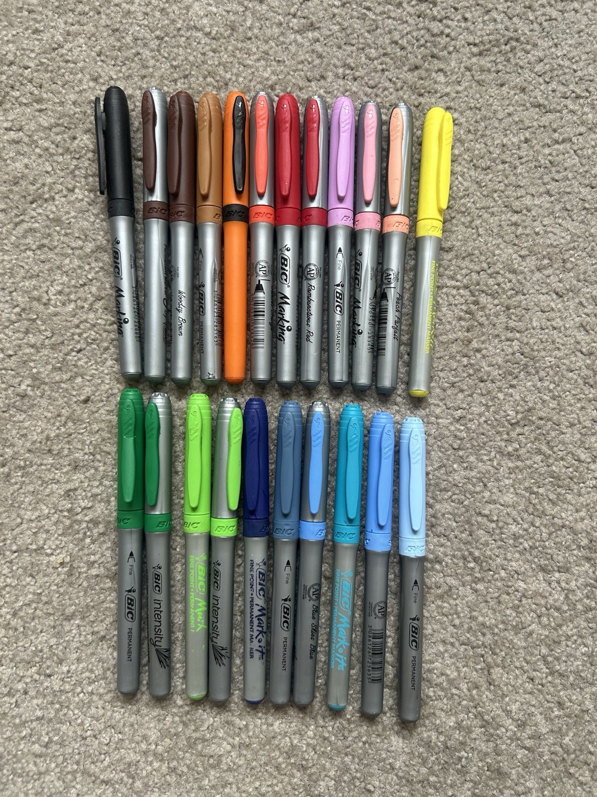 22 BIC Permanent Marker Set Multi Color Fine Ultra Fine Tip 