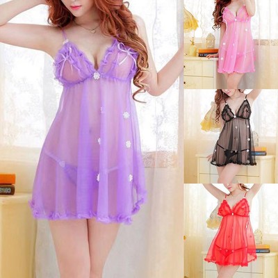 Robe de nuit féminine en dentelle pure parfaite pour une nuit sensuelle multico