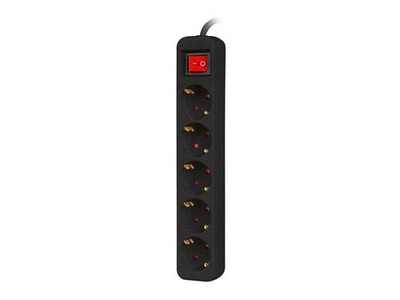 Lanberg Verlängerungskabel 1,5 m schwarz 5x 230V Schuko mit Schalter, Kabel aus 