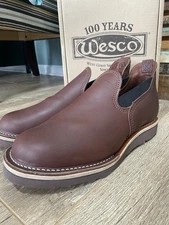 Wesco Romeo Brown Leather Boots Men’s Slip On  11 E Vibram Shoes New