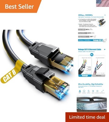 Durable 6FT Cat 8 Ethernet Cable - 40Gbps Performance, Shielded & Versatile