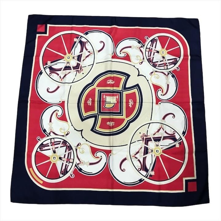 ●Hermes Carre90 Silk 100 Washington'S Carriage Scarf