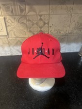 Vintage 90s Nike Air Jordan Snapback Hat Red Cap 23 Jumpman Logo NBA w pin
