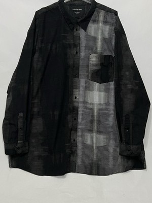 Calvin Klein Long Sleeve Button Shirt Mix Pattern Design Men 3XL See Measurement