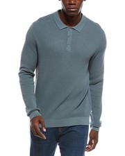 Onia Textured Knit Long Sleeve Polo Shirt Men's