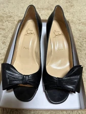 Christian Louboutin Women’s Black Leather Shoes 24.5cm Excellent Condition