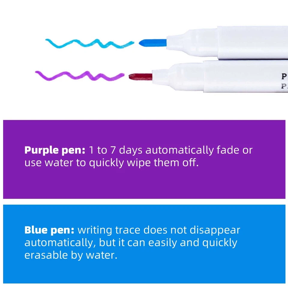 12 Pcs Disappearing Ink Pen Water Soluble Pens Fabric Markers Pens for Sewing - Image 2 of 4