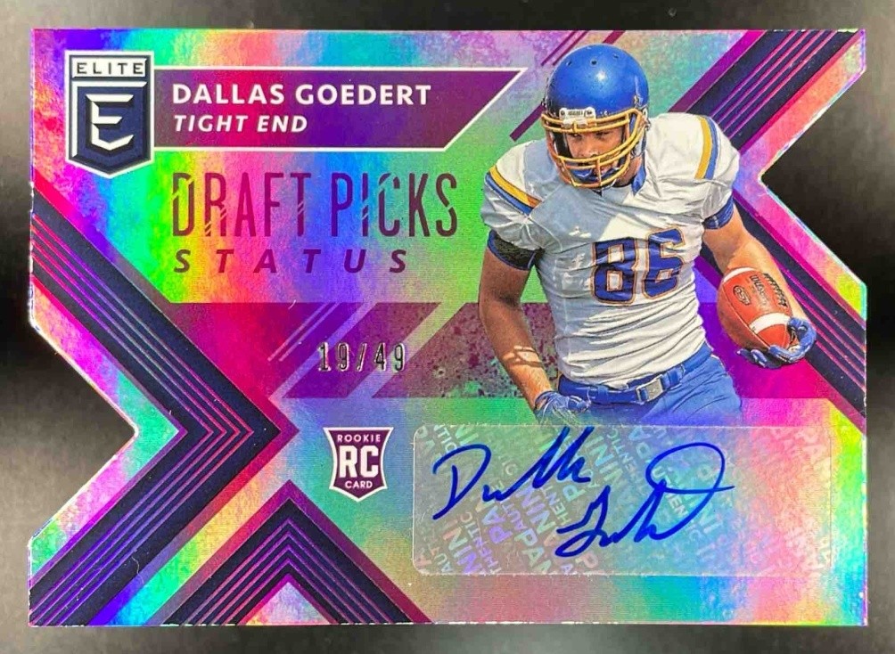 Dallas Goedert Panini Elite Draft Picks Collegiate #125 Autograph Status Purple Die Cut