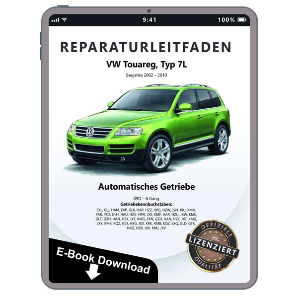 VW Touareg 7L 2002-2010 6 Gang Automatikgetriebe 09D Werkstatthandbuch PDF Datei-image