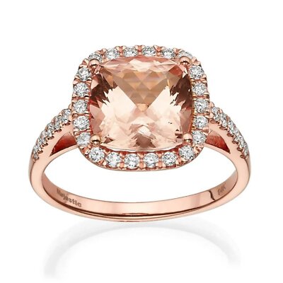 Exquisite Cushion Cut Peach 3.80 CT and Diamond for Woman by Baroness