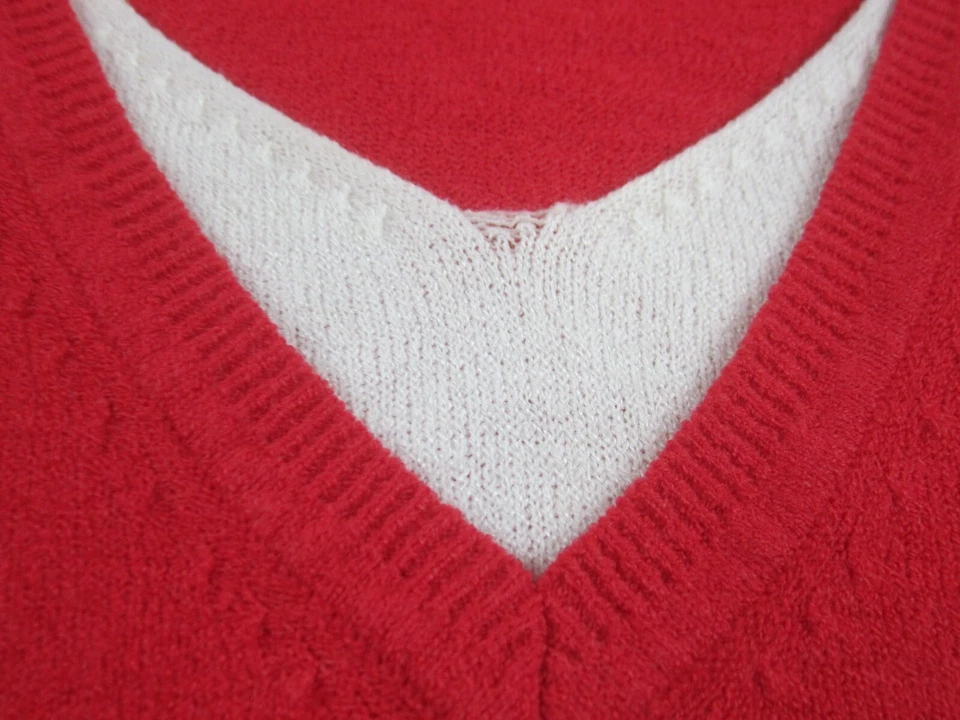 Camisa blanca escenario mujer 18W/20W roja blusa media manga tejida informal acrílico Foto 3 de 4