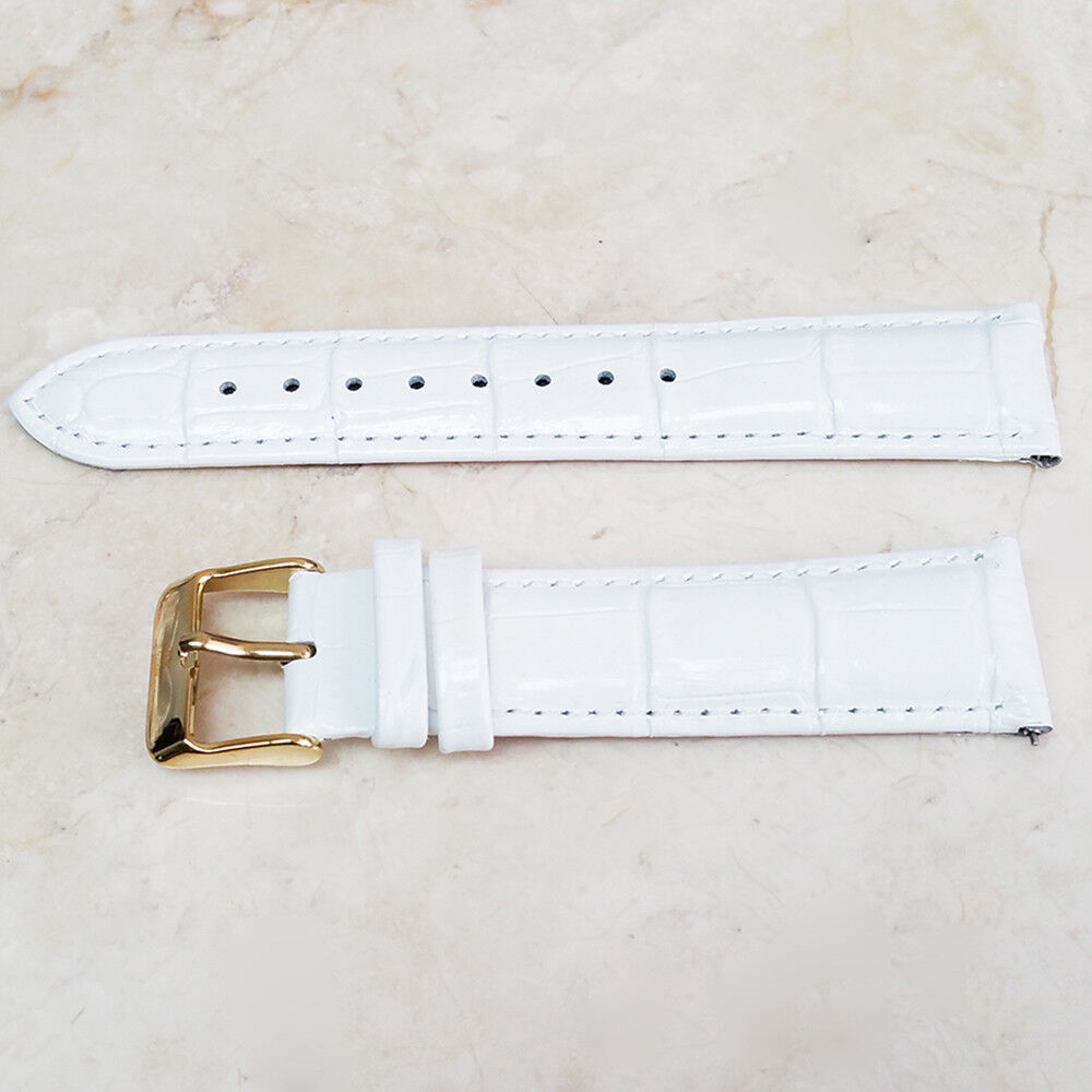 Bellezza White 20Mm Croco Embossed Genuine Leather Watch Strap Band Hsn