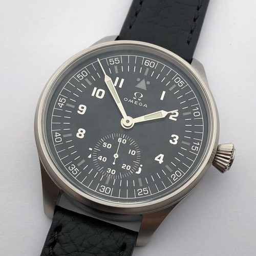 Rare Big Swiss Mens Military Marriage Wristwatch OMEGA Steel Case Pilots WW2