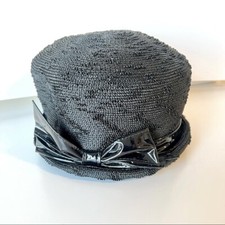Vintage MARK III Black Bowler Hat With Bow Accent