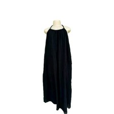 New Zara Braided Strap Midi Sun Sleeveless Dress Black Open Back size S 7521 333