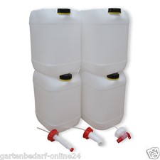 4 x 20 L Kanister wei&szlig; natur Beh&auml;lter Camping & Outdoor + Hahn, Ausgie&szlig;er DIN 61