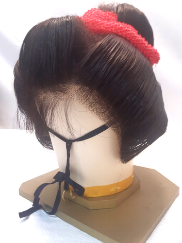 Vintage Japanese RARE CHILD'S GEISHA WIG HAIR PIECE Costume Katsura Case Used #6 - Picture 9 of 12