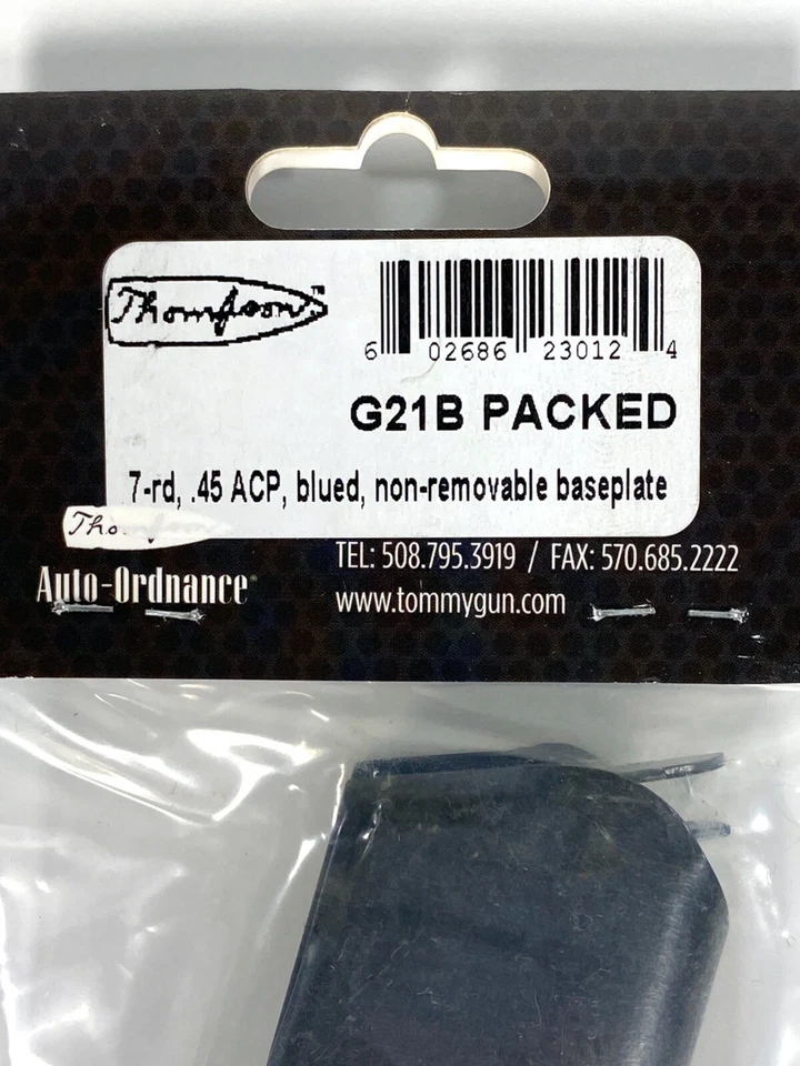 Auto-Ordnance 1911 45 ACP 7 rd cargador de acero azulado Thompson - G21B Foto 4 de 4