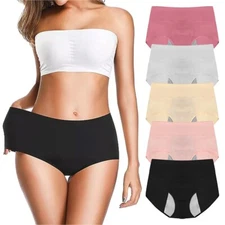 5 Pack Womens Period Panties Teen Girls Menstrual Leakproof Underwear Panty