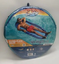 SwimWays Spring Float Original Pool Lounge Chair with Hyper-Flate Valve Blue New
