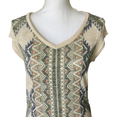 I'm in Love With Derek Women's Juniors Casual Knit Boho Top Size L Cap Sleeve