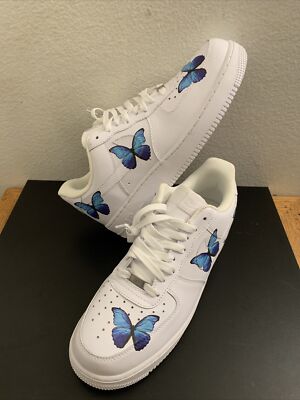 Nike Air Force Low Blue Butterfly Fun Custom Shoes Men