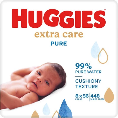 Huggies Pure Extra Care Baby Feuchttücher Tücher Parfümfrei 8 x 56 Stk.