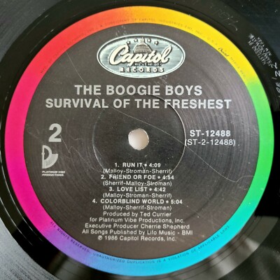 1986 - BOOGIE BOYS - SURVIVAL OF THE FRESHEST LP - CAPITOL RECORDS