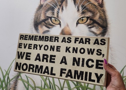 16"x7" Remember As Far As Everyone Knows We Are A Nice Normal Family Wood Box - Picture 3 of 6