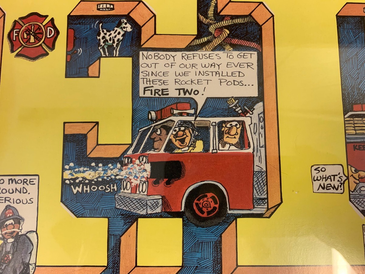 Fire Department Original Art Humorous Scenes 1986 Vintage
