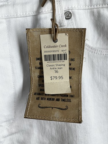 🆕 Coldwater Creek Classic Fit Shaping Ankle White Denim Jeans Size 16 New W/Tag - Picture 11 of 13