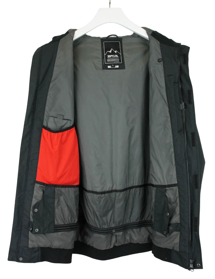 Rip Curl Flow Jacke Herren Groß Skifahren Reißverschluss Kapuze Futter Schwarz - Bild 2 von 4