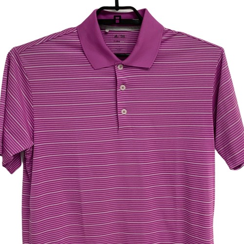 Adidas Clima Lite men's polo shirt sport wear striped pink short sleeve size S - Picture 2 of 8