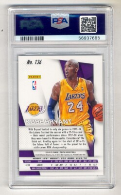 KOBE BRYANT 2014-15 PANINI PRIZM #136 LAKERS PSA 10 GEM MINT | eBay