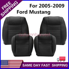 For 2005-2009 Ford Mustang Front Replacement Perforated Leather Seat Cover Black