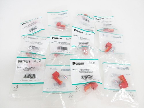 12X PANDUIT NK5E88MRDY NK CAT 5E LEADFRAME JACK MODULE - RED 074983055043