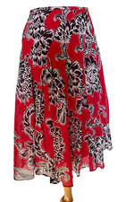 Talbots Women  s Floral Print Multicolor A-Line Cotton/Silk Skirt Size 4