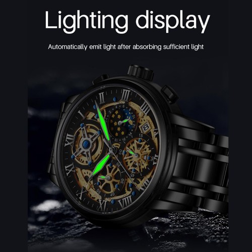 Men's Luxury Watch Stainless Steel Quartz Date Luminous Waterproof Wristwatch - Picture 5 of 9