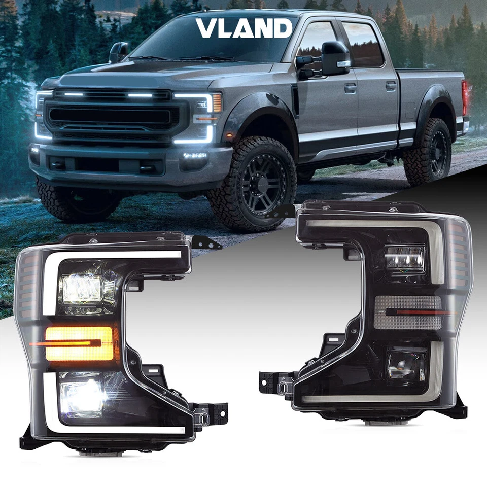 Faros LED completos VLAND para Ford F250 350 450 F550 Super Duty 2020-2022 delanteros Foto 2 de 4