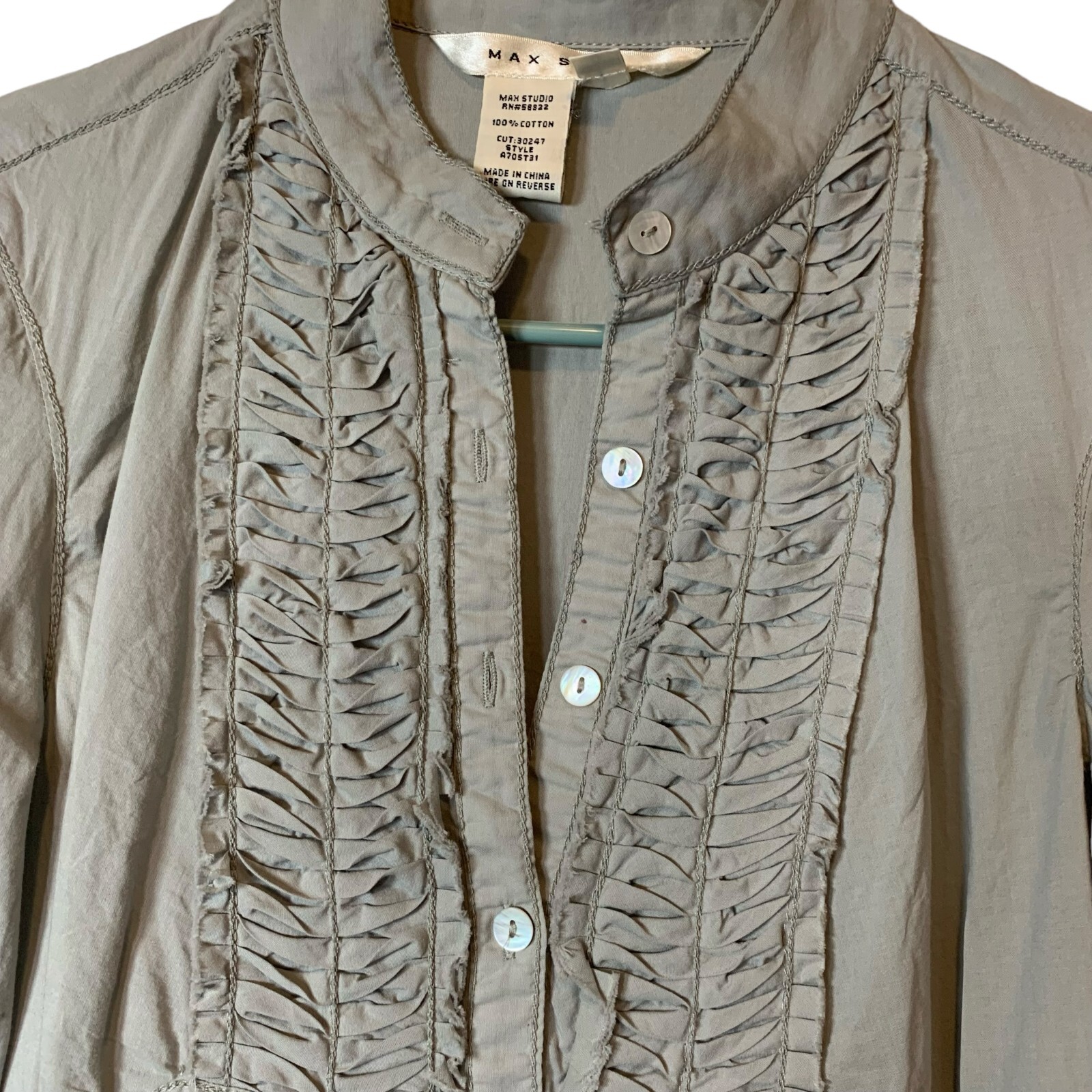 Max Studio Ruffle Front Tunic 3/4 Button Crinkle … - image 3