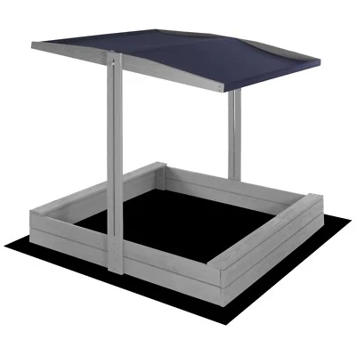 SPRINGOS Premium Sandkasten mit Bänken und Verstellbarem Dach 120x120 cm