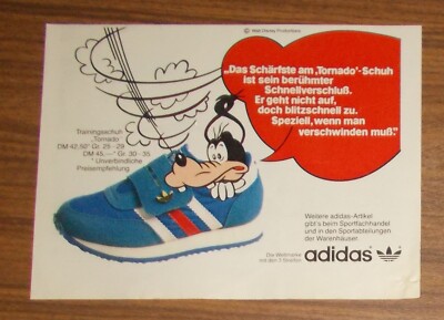 Seltene Werbung vintage ADIDAS Sport Goofy Trainingsschuh Tornado 1983