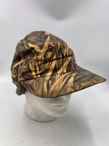 VINTAGE Columbia Goretex Camo Hunting Cap Fleece Ear Cover Grass CAMOFLAUGE