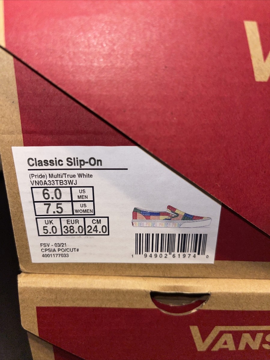 Vans Classic Slip On Pride Size 6 Men/Size 7.5 Women LBGTQ | eBay