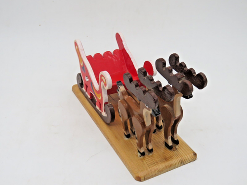 Hand-made Wooden Reindeer Sleigh Decoration for Christmas - Picture 2 of 3