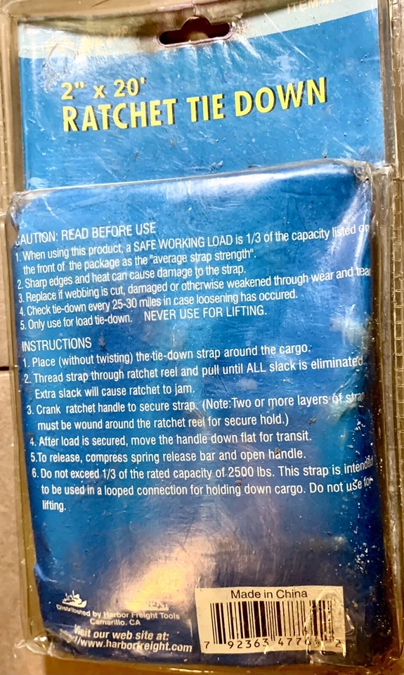 Gancho recubierto de vinilo con correa de amarre de trinquete de 20 pies X 2 pulgadas 2500 libras resistente Foto 4 de 4